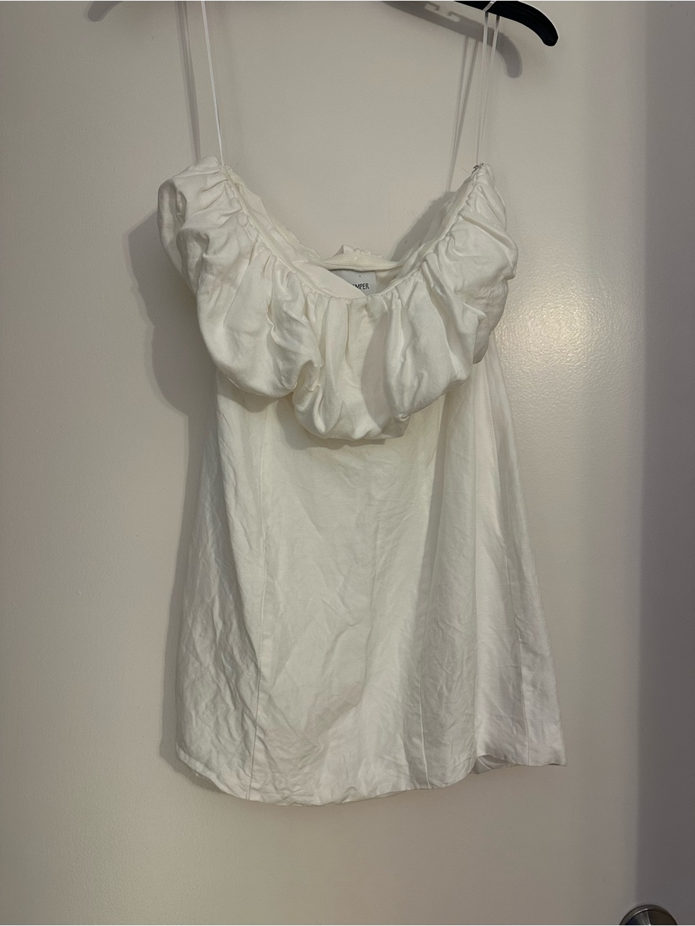 Anthropologie Boskemper White Ruffle-Detail Spaghetti Strap mini dress